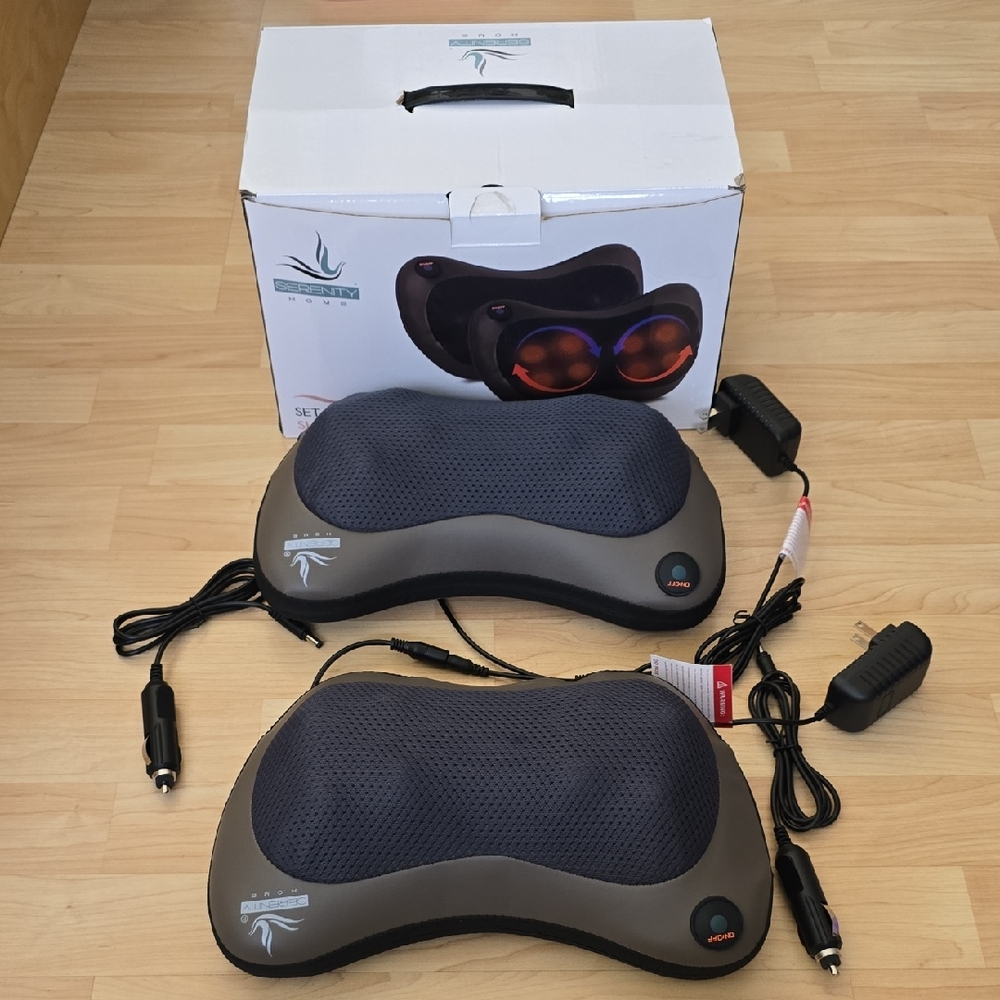 Serenity Home Set of 2 Shiatsu Pillow Massagers Dual Purpose Home Auto User Manu
